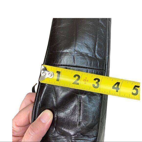 Falor Deep Brown Crocodile Embossed Leather Shoulder Bag Purse Calf Hair Strap - Picture 12 of 13